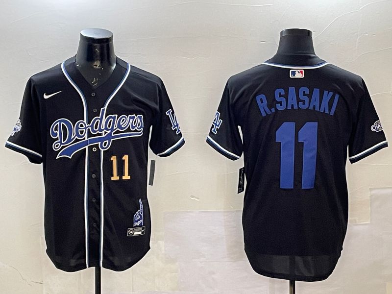 Men Los Angeles Dodgers #11 R.Sasaki Black Fashion Game 2025 Nike MLB Jersey style 11